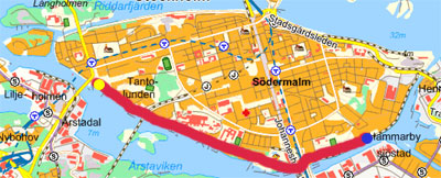 Karta över promenadförslag Södermalm
